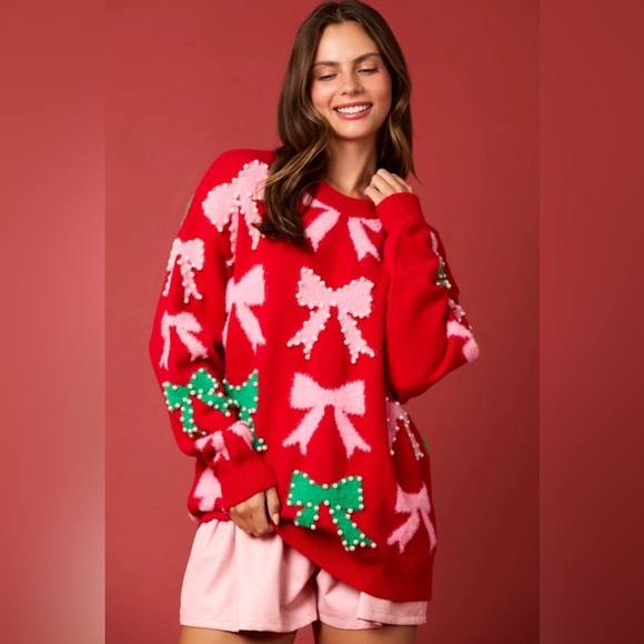 PEARL AND BOW EMBELLISHED SWEATER - Picture 8 of 11